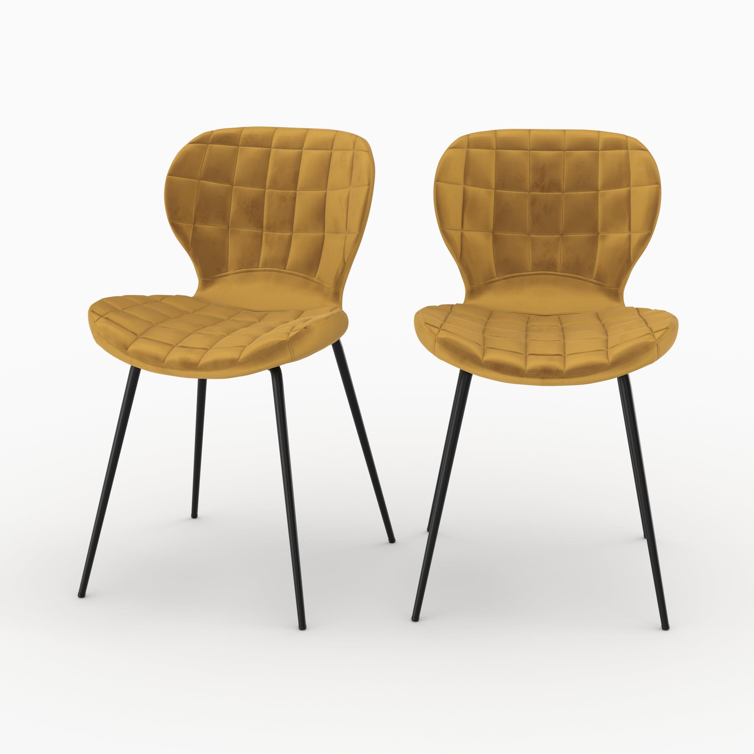 lot 2 sedie mazzia in velluto giallo curry con piedi in metallo