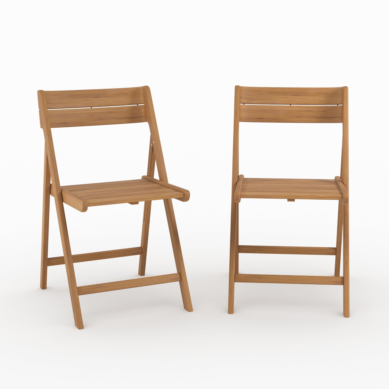 Lot 2 chaises pliantes jardin Siquijor bois acacia duo