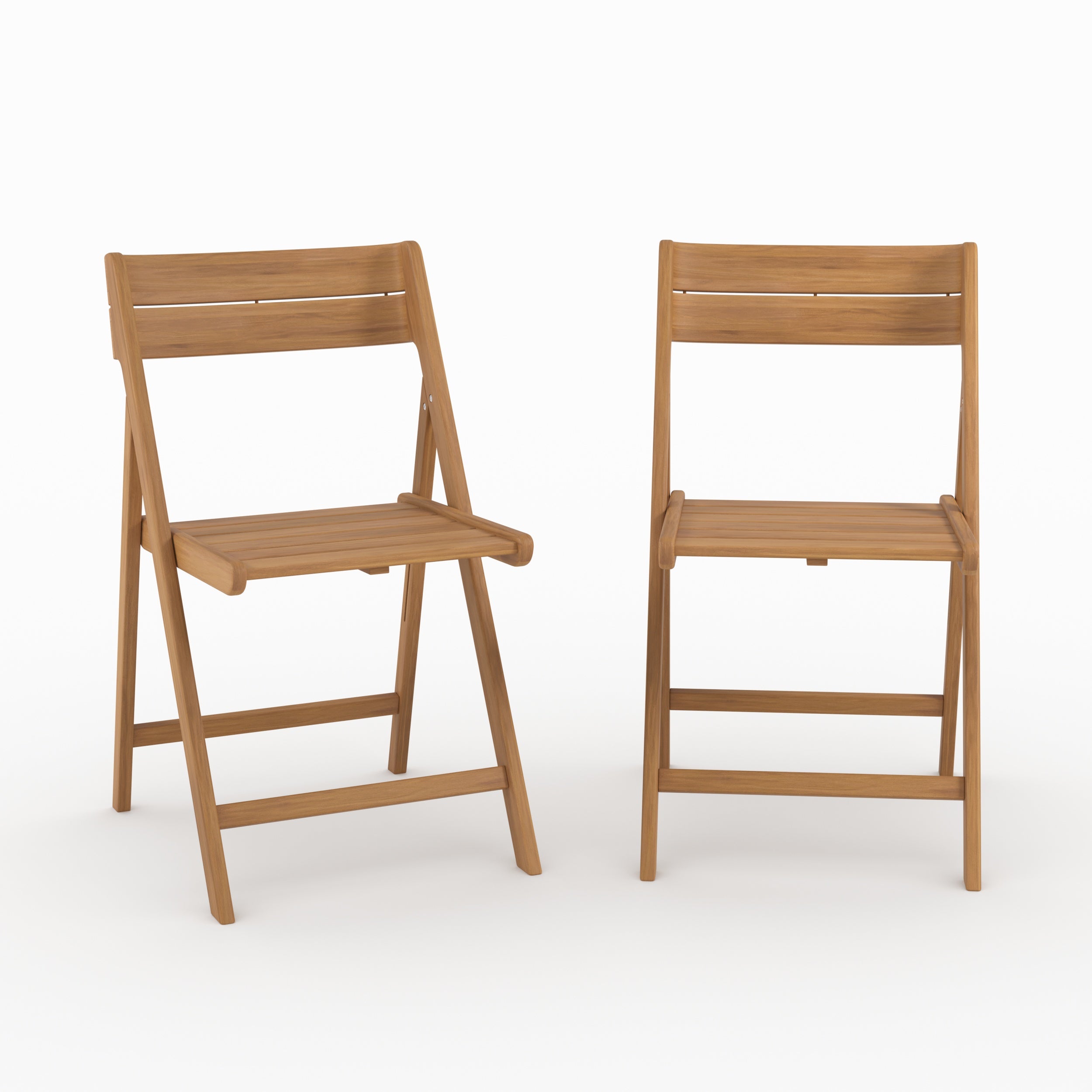 Lot 2 chaises pliantes jardin Siquijor bois acacia duo