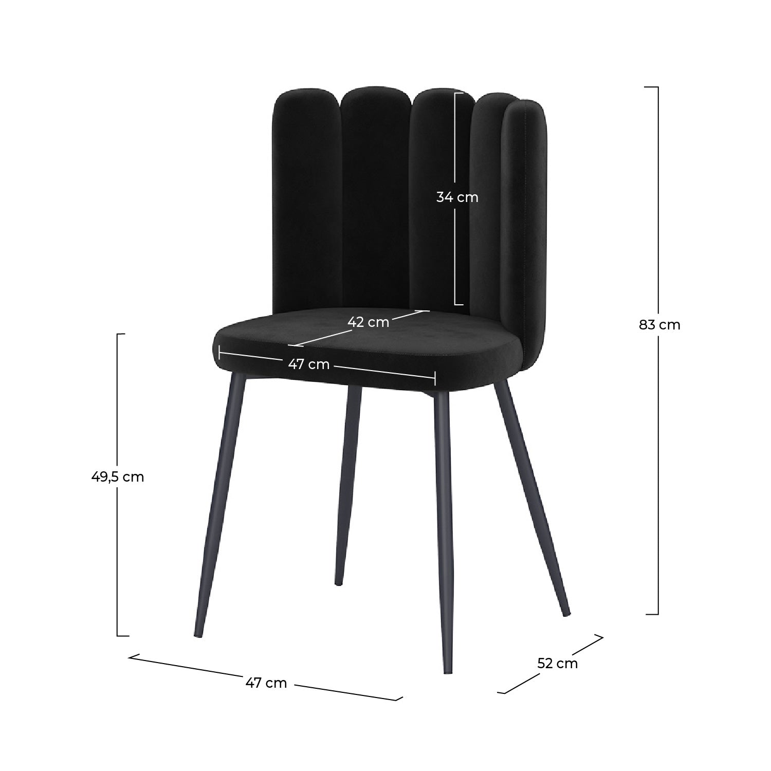 Lot 2 chaises velours noir Rosy