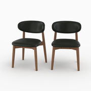 Lot de 2 chaises Yuna en cuir synthétique noir et bois foncé - Maison Pavane