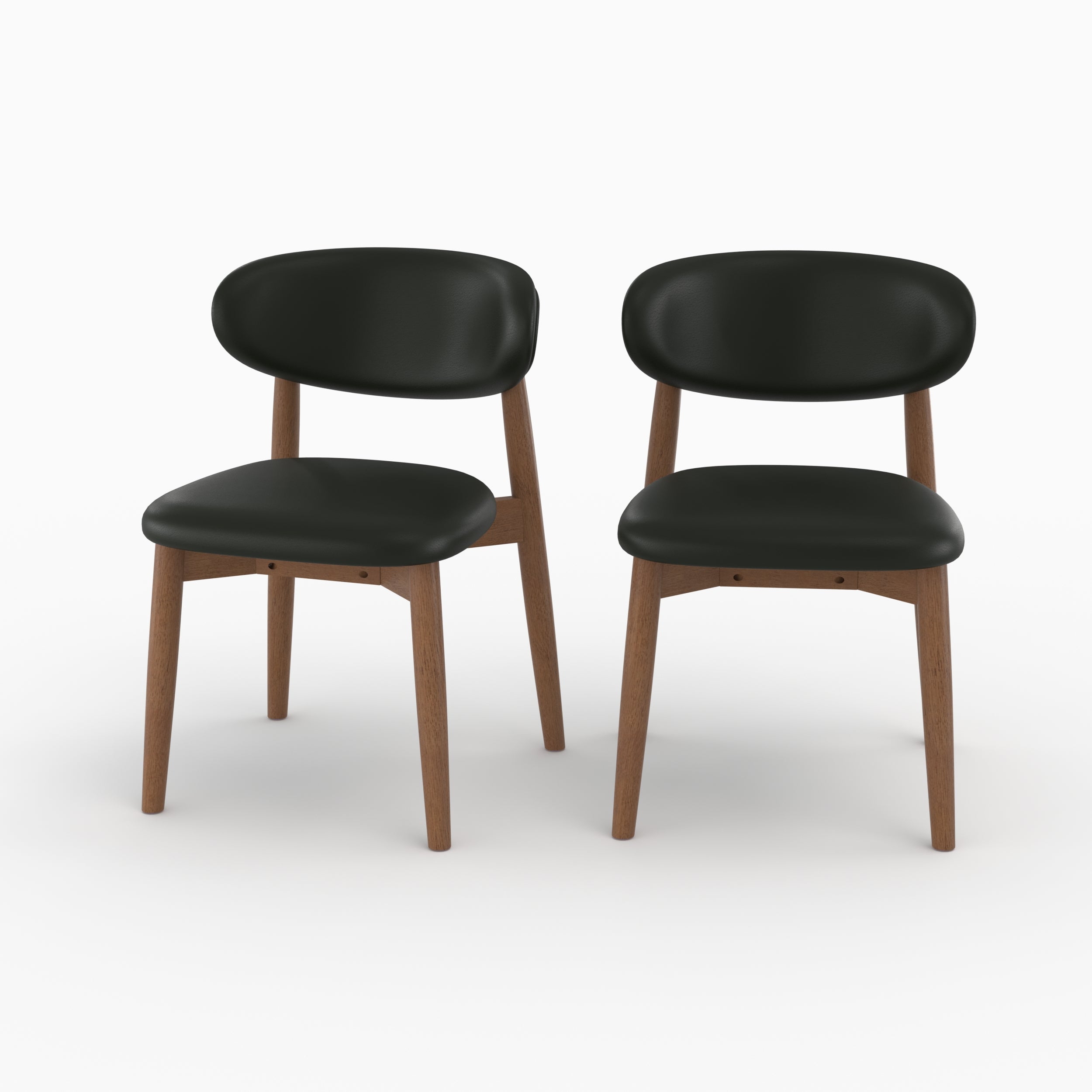 Lot de 2 chaises Yuna en cuir synthétique noir et bois foncé - Maison Pavane
