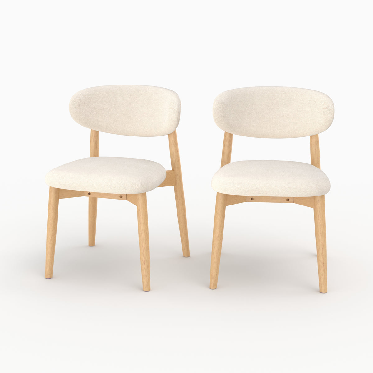 Lot de 2 chaises Yuna en tissu beige et bois clair - Maison Pavane
