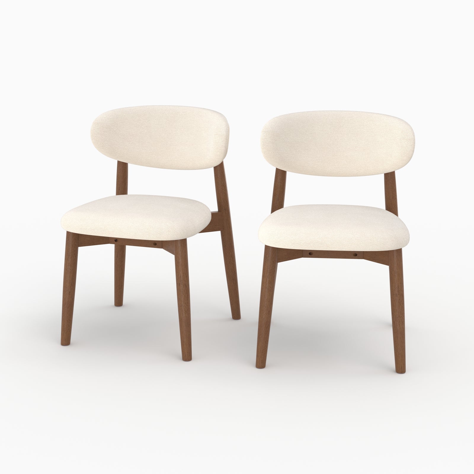 Lot de 2 chaises Yuna en tissu beige et bois foncé - Maison Pavane