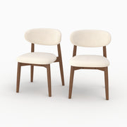 Lot de 2 chaises Yuna en tissu beige et bois foncé - Maison Pavane