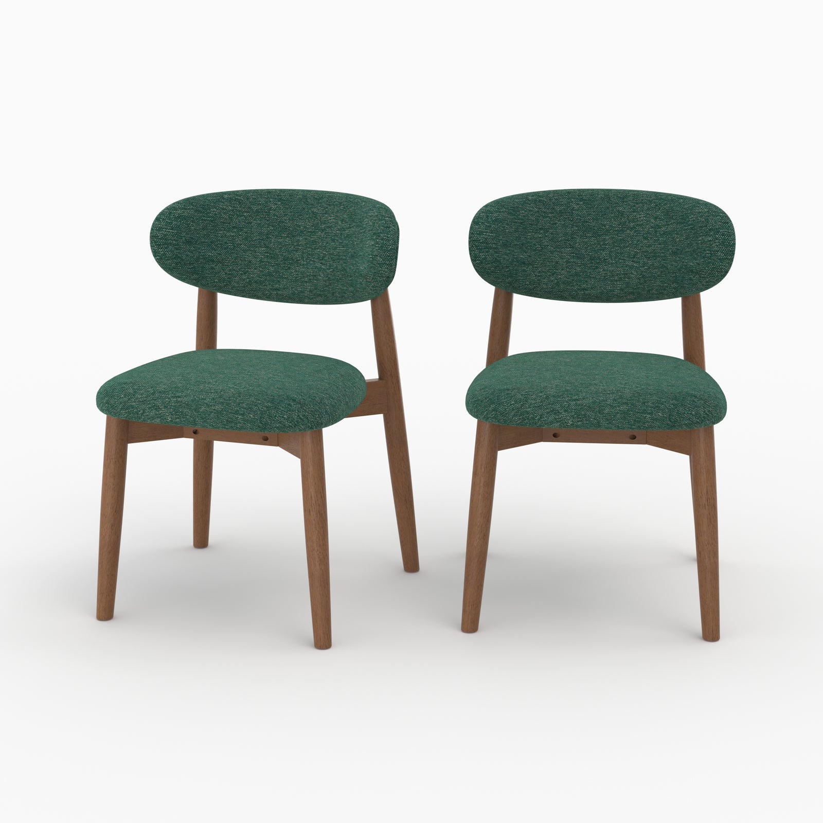 Lot de 2 chaises Yuna en tissu chiné vert sapin et bois foncé - Maison Pavane