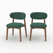 Lot de 2 chaises Yuna en tissu chiné vert sapin et bois foncé - Maison Pavane