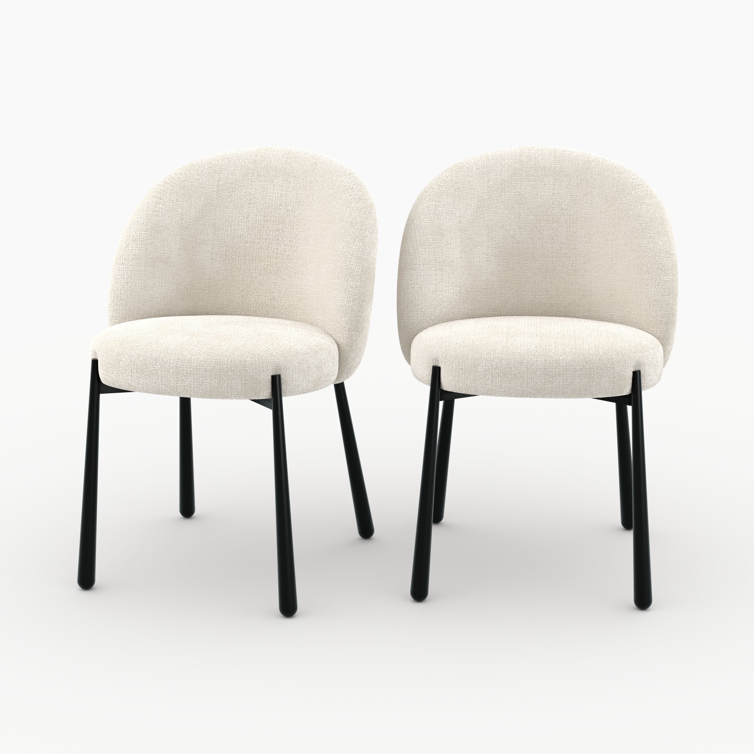 Lot 2 Pulpy chaises velours chenille écru métal noir