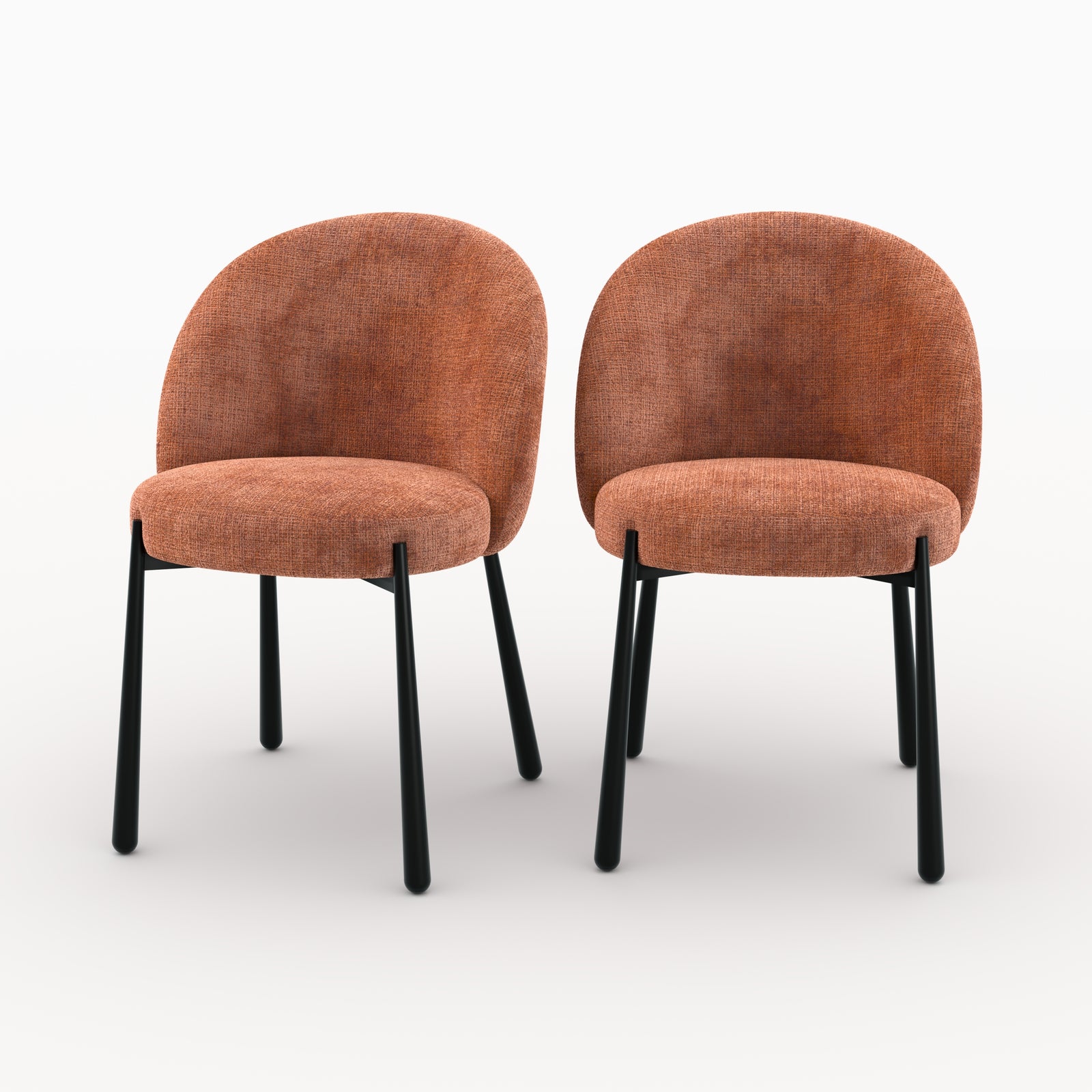 Lot 2 Pulpy chaises velours chenille terracotta métal noir