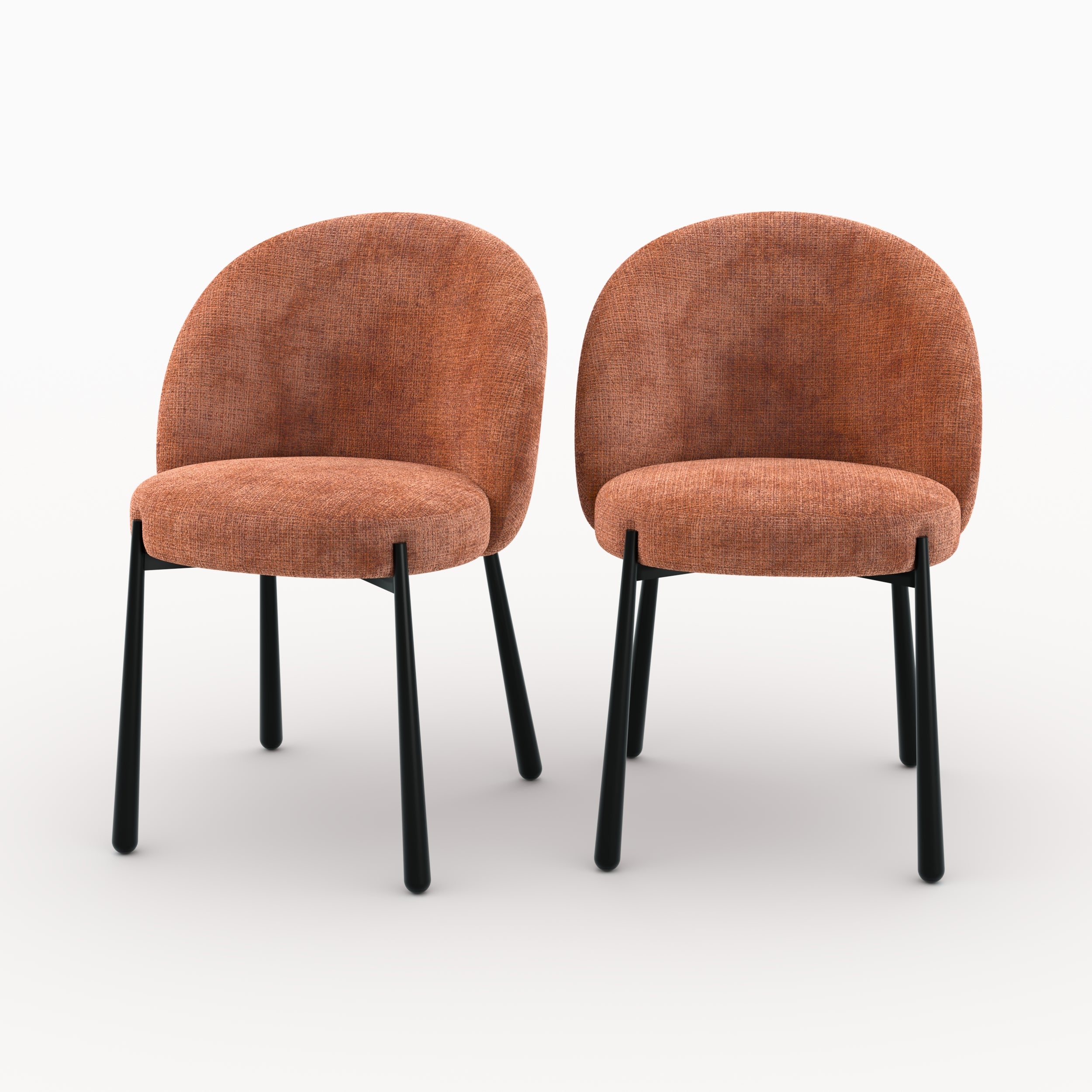 Lot 2 Pulpy chaises velours chenille terracotta métal noir