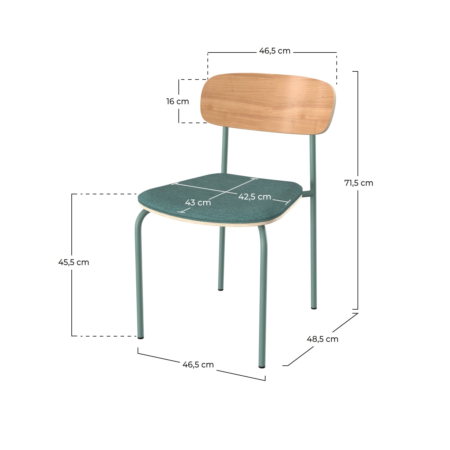 set di 2 sedie alba blu canard in tessuto e legno