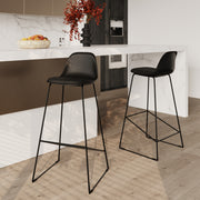 set di 2 sgabelli bar leni neri 75 cm in pelle sintetica gambe a slitta