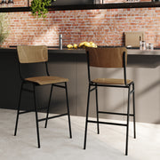 Clem - Set aus 2 mittelhohen Barstühlen aus dunklem Holz, 65cm