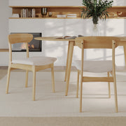 lot de 2 chaise en bois clair et tissu beige lana