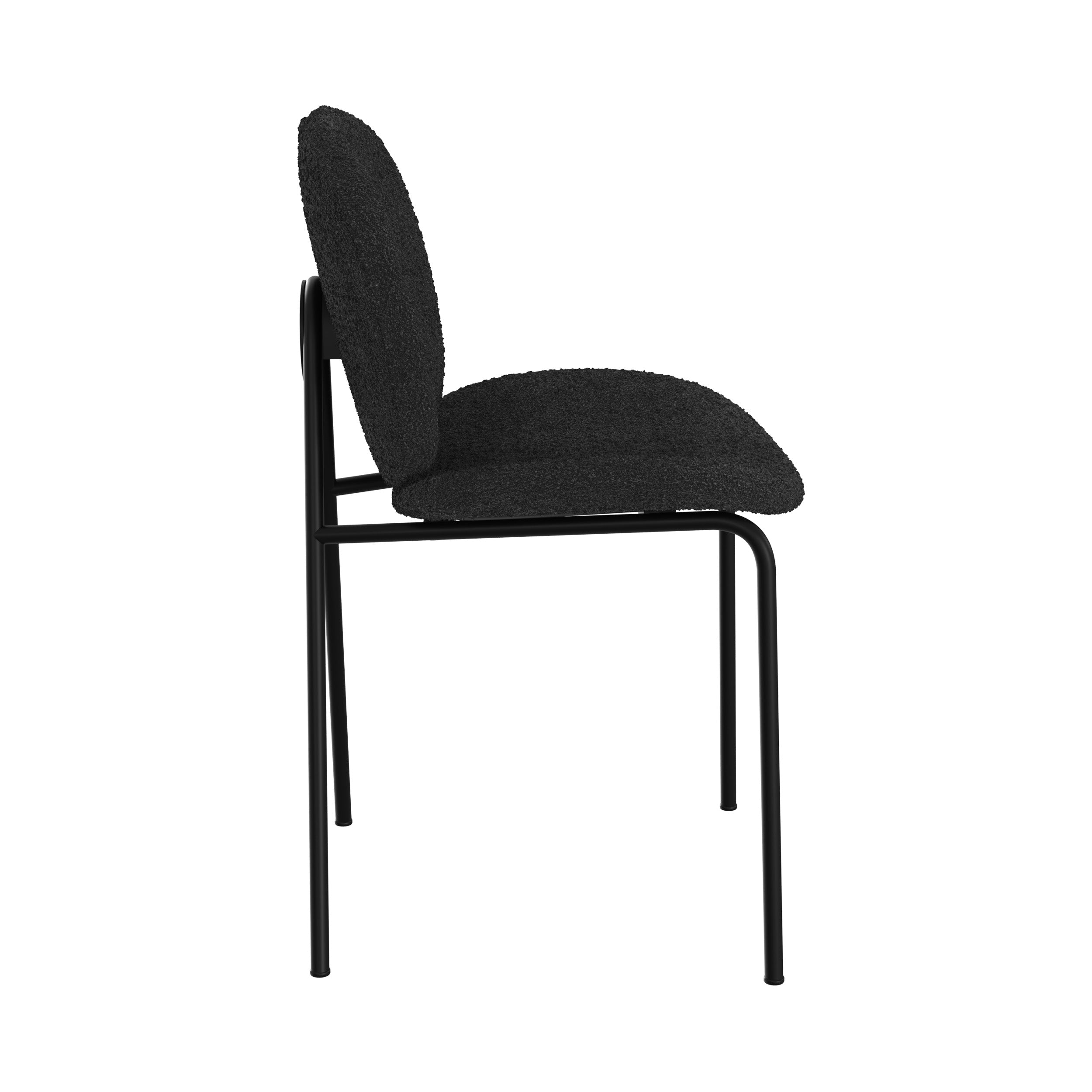 set di 2 sedie in tessuto boucle nero con gambe in metallo nero iris