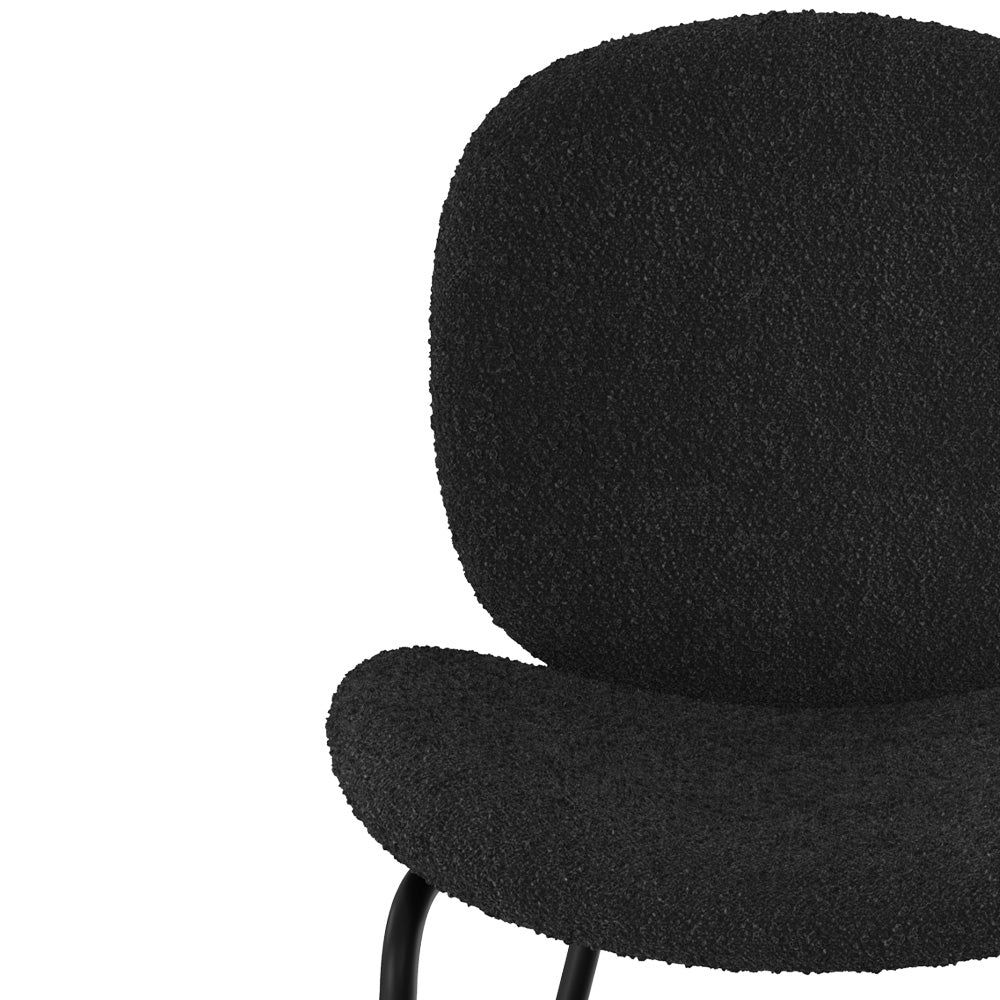 set di 2 sedie in tessuto boucle nero iris e piedi in metallo nero