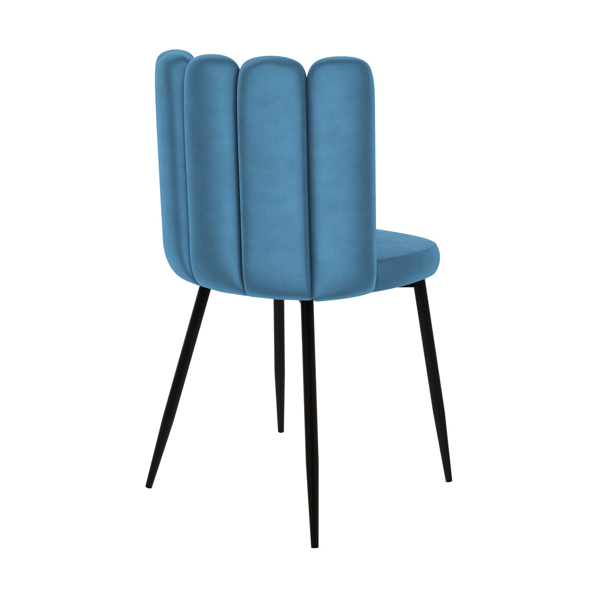 set di 2 sedie rosy in velluto blu con gambe in metallo nero