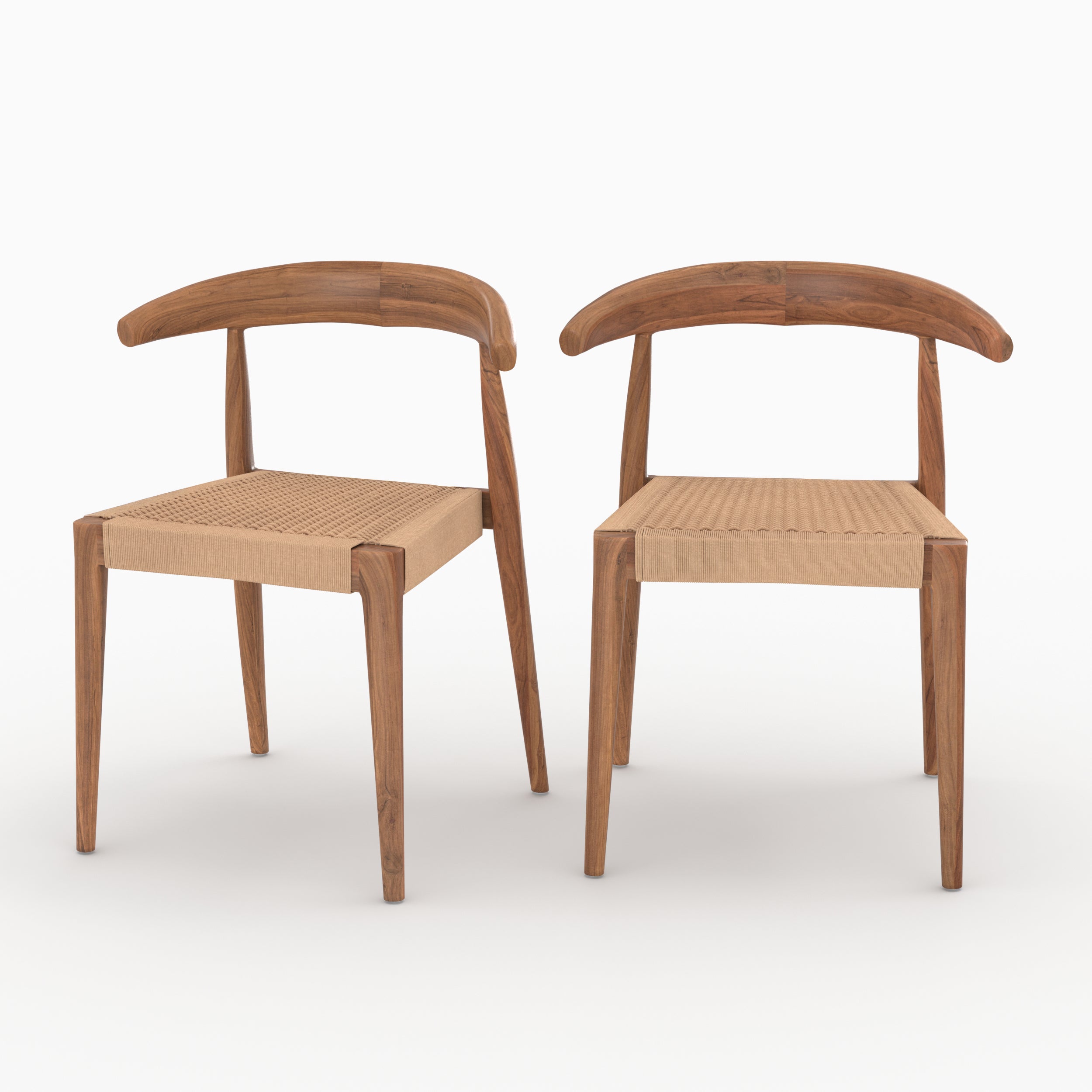 lot de 2 chaises alia bois de teck cordage type loom