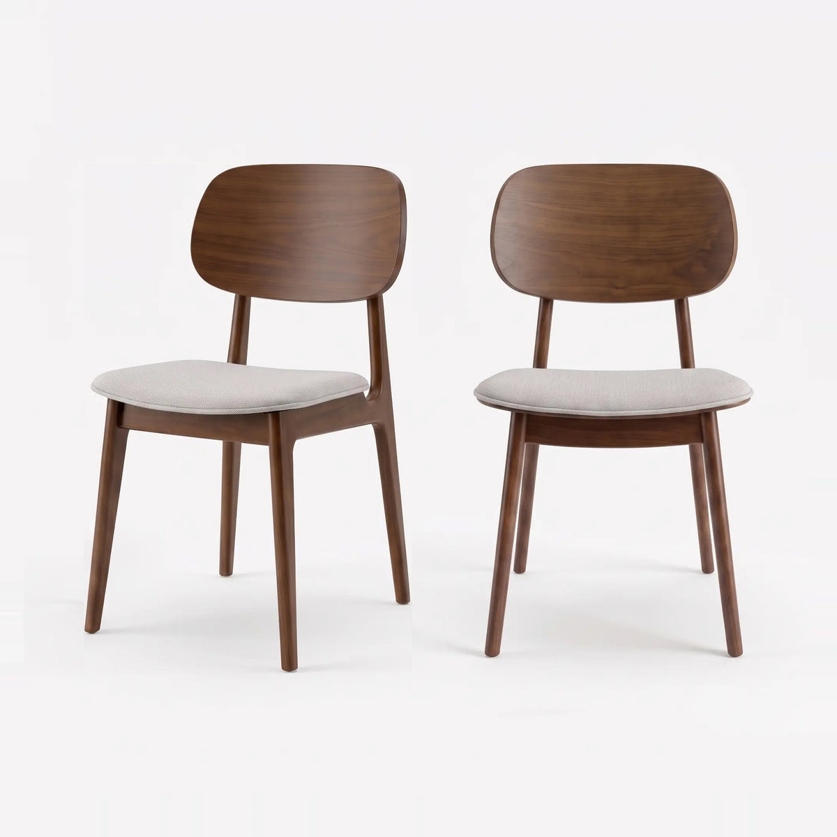 Lot de 2 chaises Charlize en bois foncé et tissu gris clair - Maison Pavane