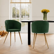 lot de 2 chaises chiara en velours vert pieds bois