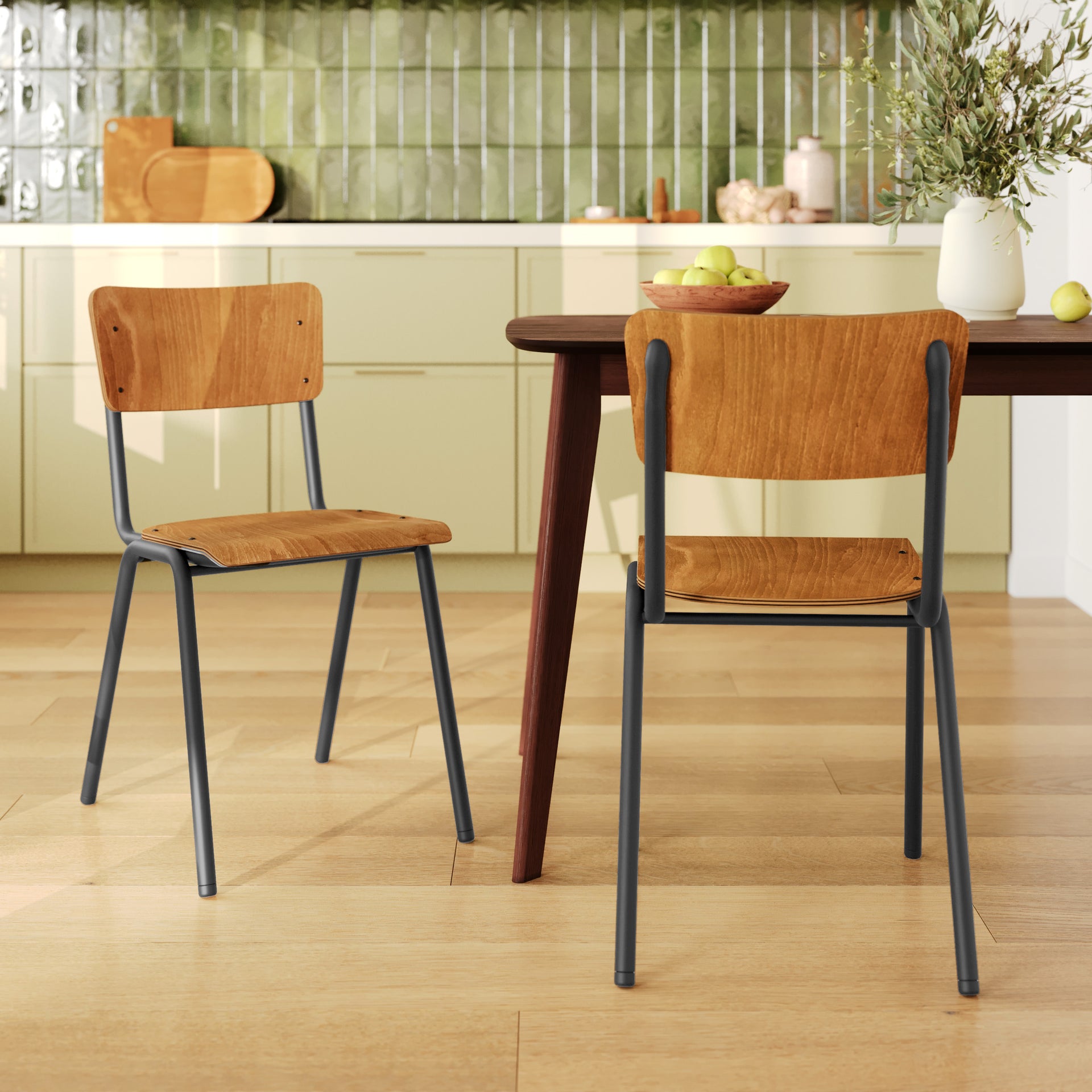 Chaise Clem en bois foncé (lot de 2)