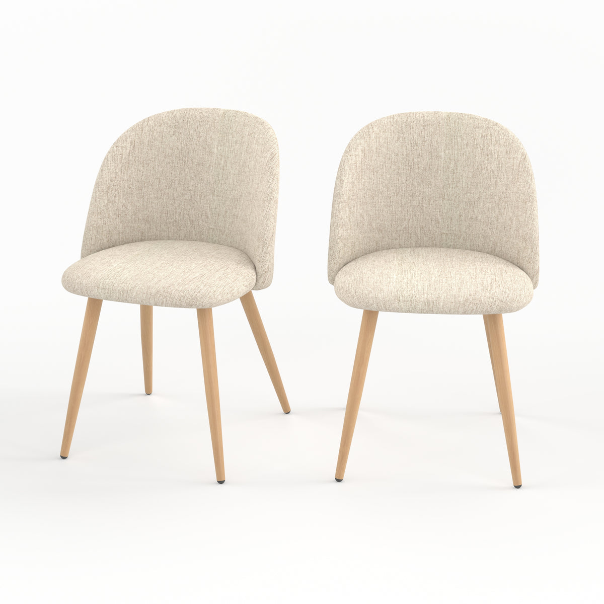 Lot de 2 chaises Cozy en tissu greige et pieds en métal imitation bois - Maison Pavane