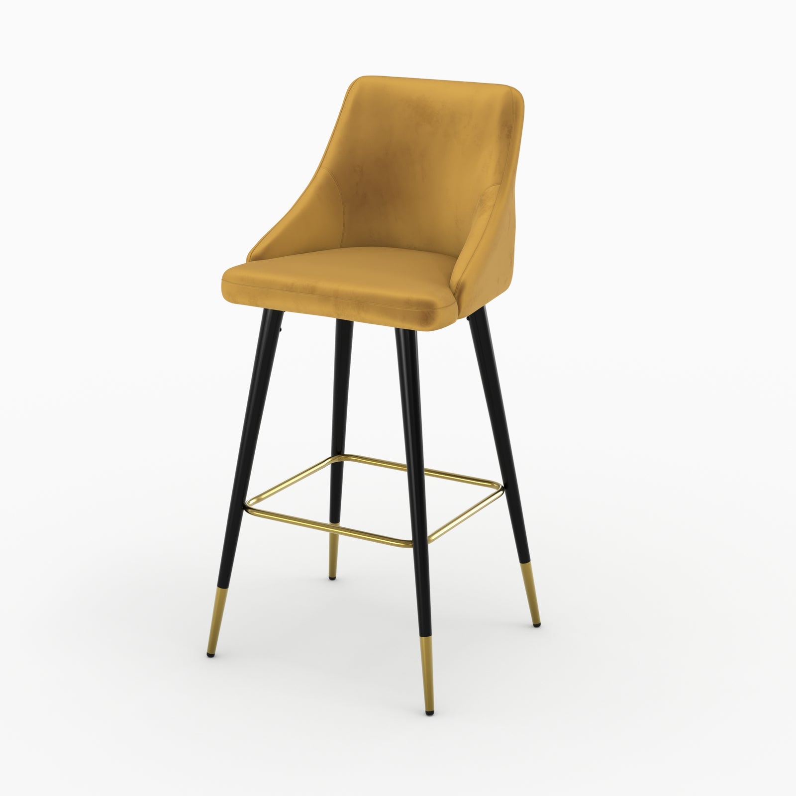 lot de 2 chaises de bar aristote en velours jaune curry 77