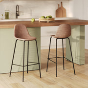 lot de 2 chaises de bar cuir syntetique beige taupe henrik