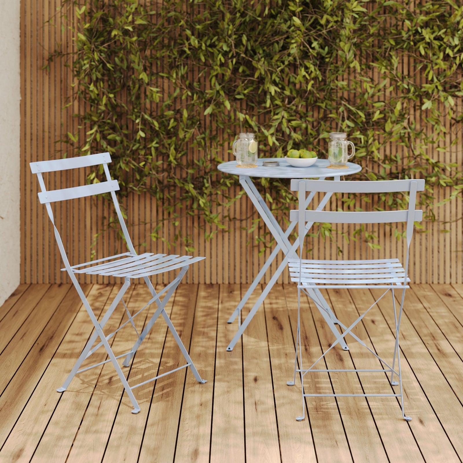 Lot de 2 chaises de jardin emtal bleu Kayla