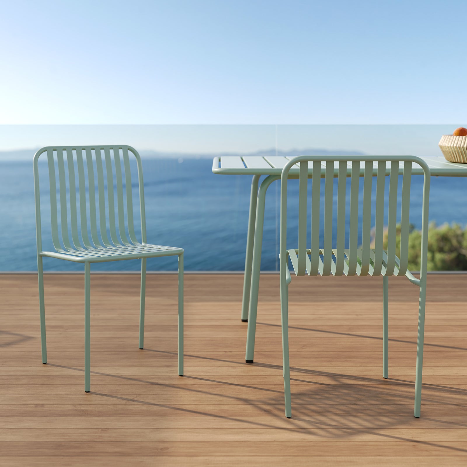 lot de 2 chaises de jardin en metal vert yumi_1