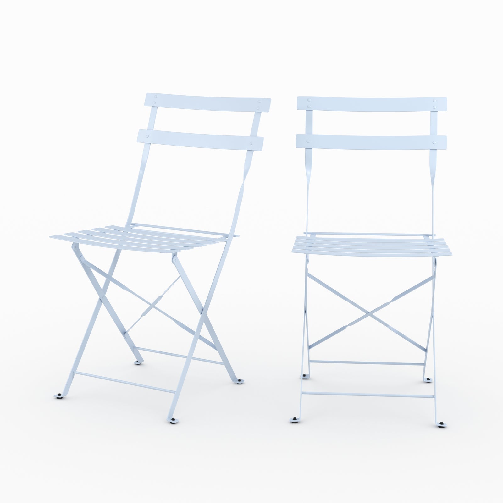 Lot de 2 chaises de jardin Kayla en métal bleu pastel pliantes intérieur