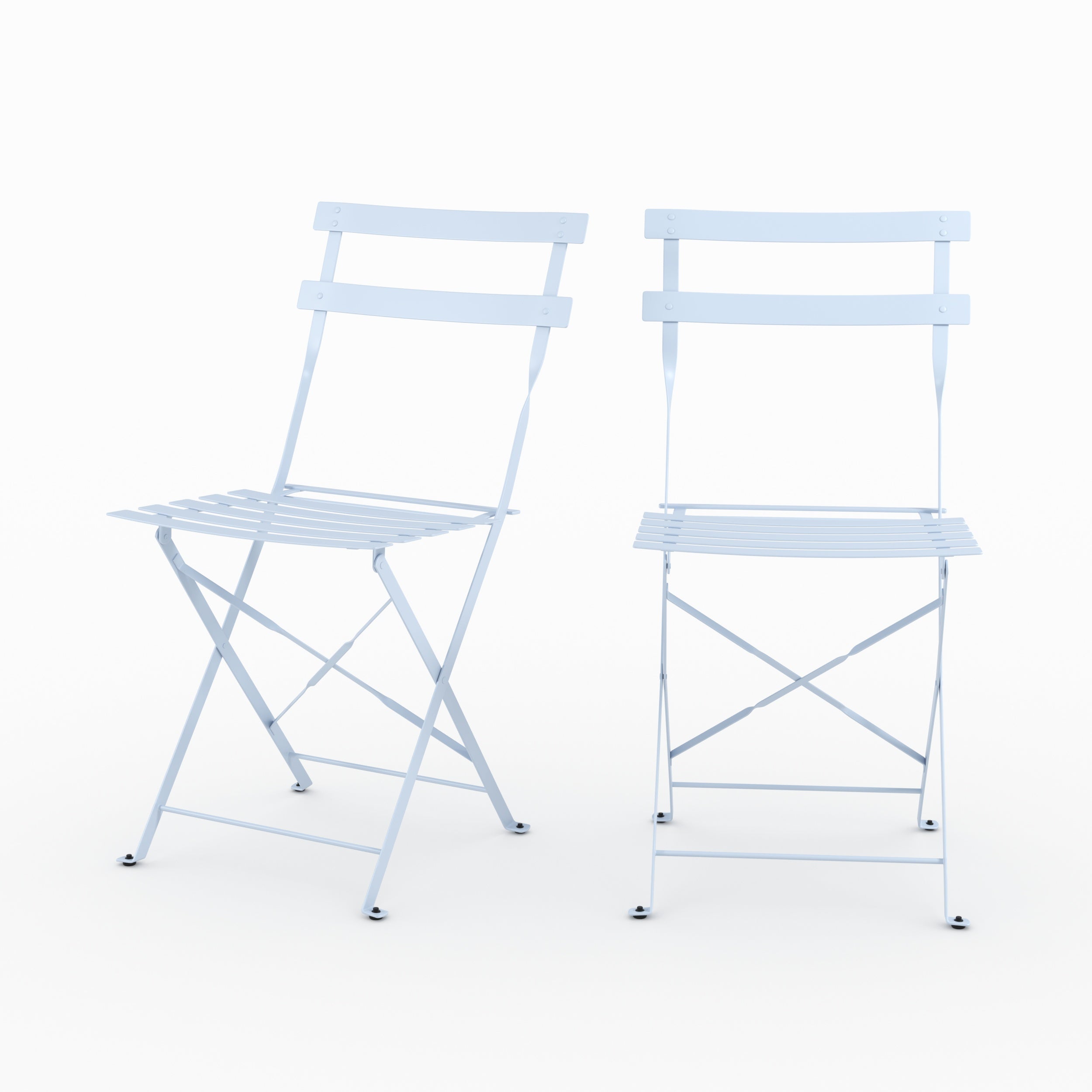 Lot de 2 chaises de jardin Kayla en métal bleu pastel pliantes intérieur