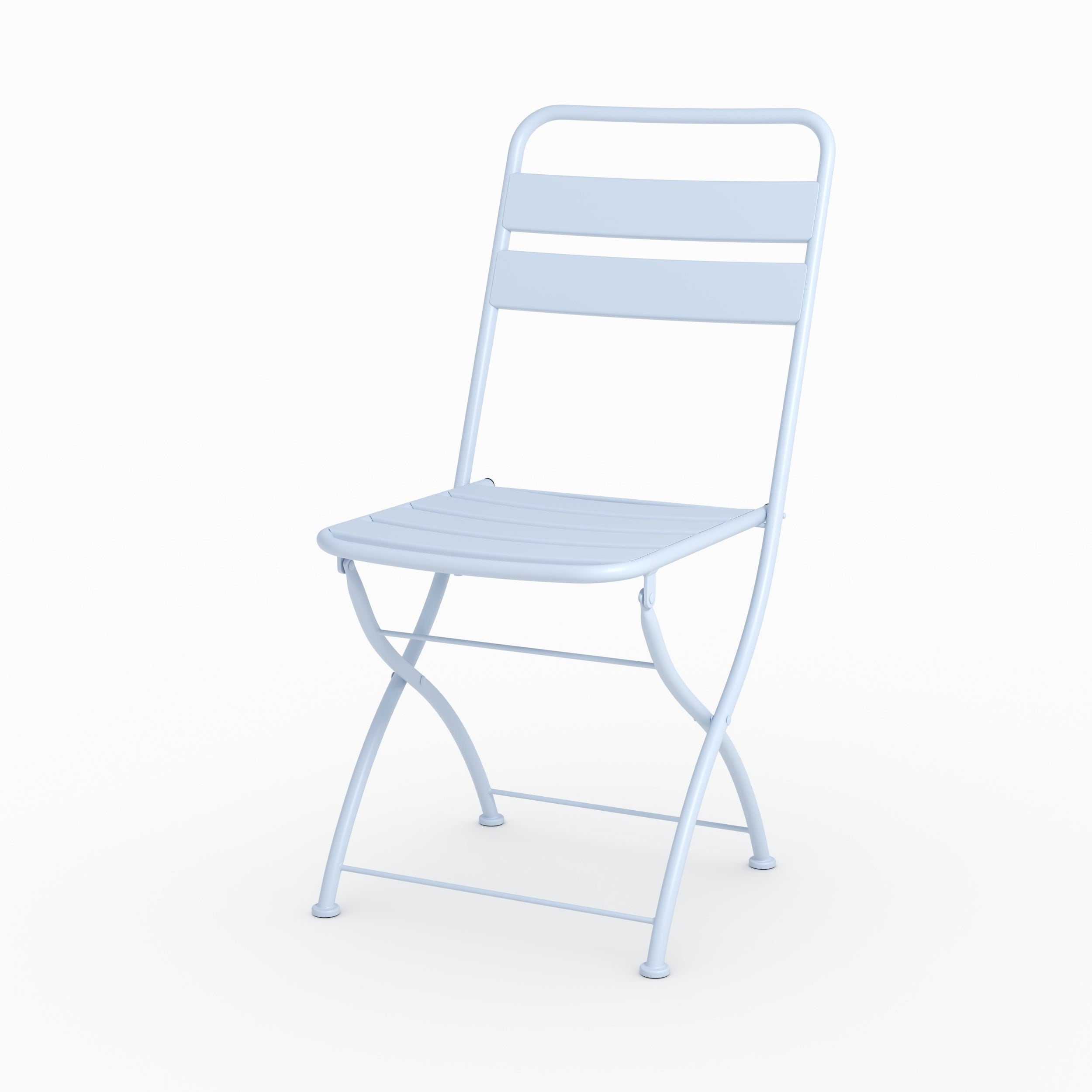 Lot de 2 chaises de jardin Yumi en métal bleu pastel pliantes zoom produit