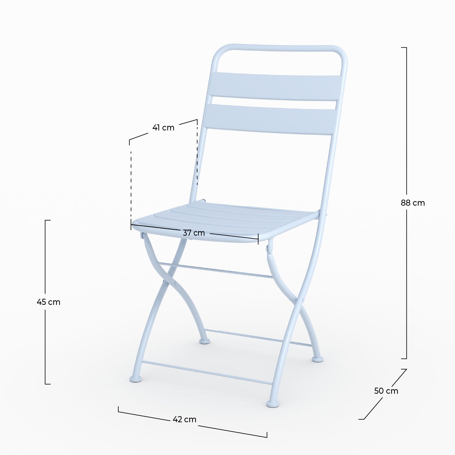Lot de 2 chaises de jardin Yumi en métal bleu pastel pliantes