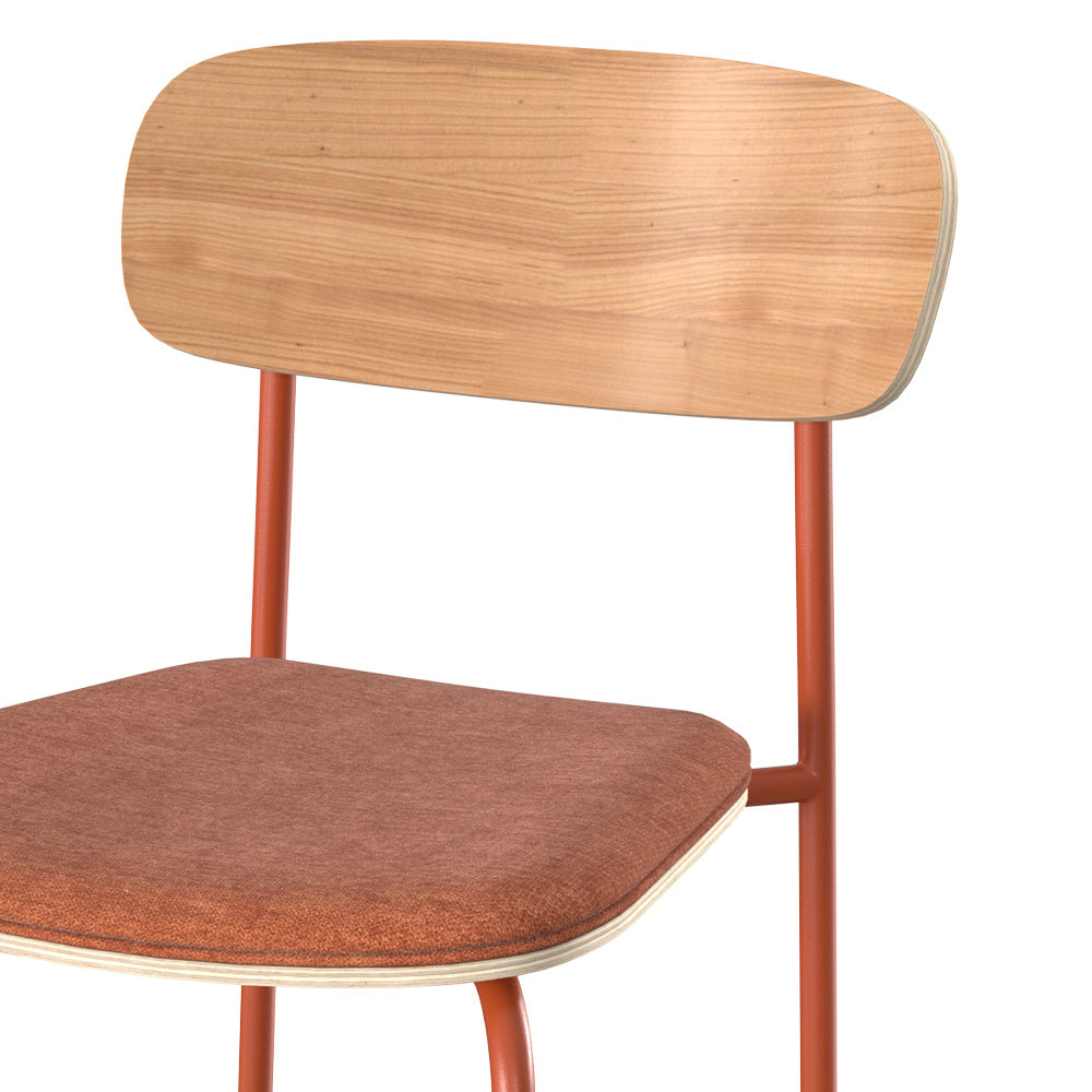 set di 2 sedie in legno e tessuto cinese terracotta louna