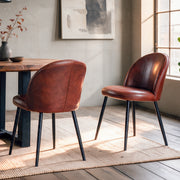 Lot de 2 chaises en cuir de buffle marron Celestin – Maison Pavane