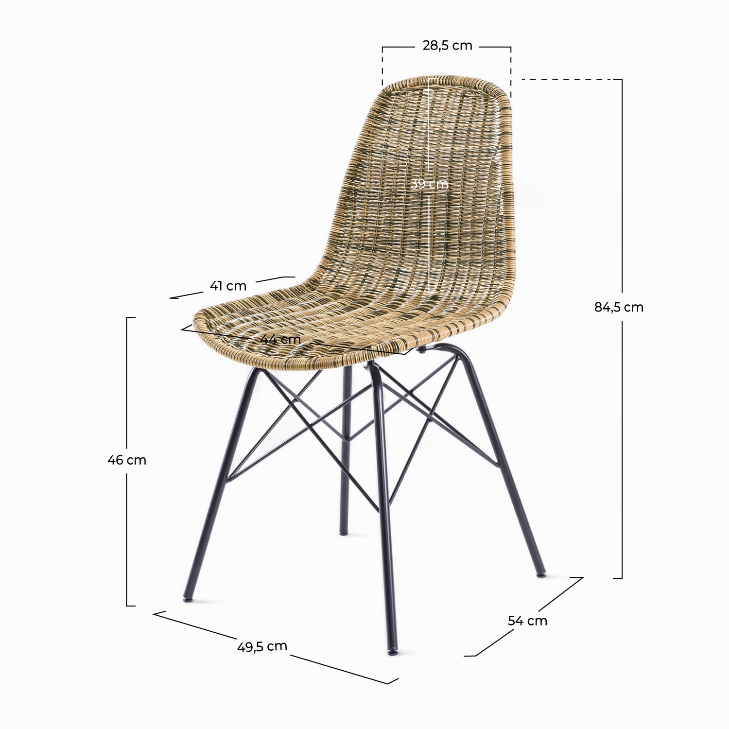 set di 2 sedie in resina intrecciata tiptur