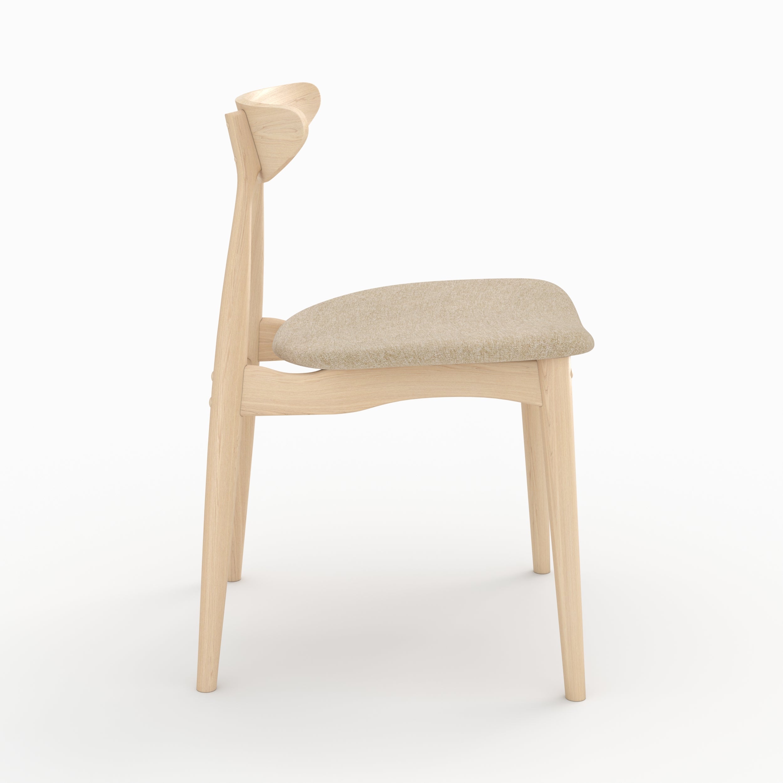 set di 2 sedie Josette in tessuto beige e legno di hevea chiaro