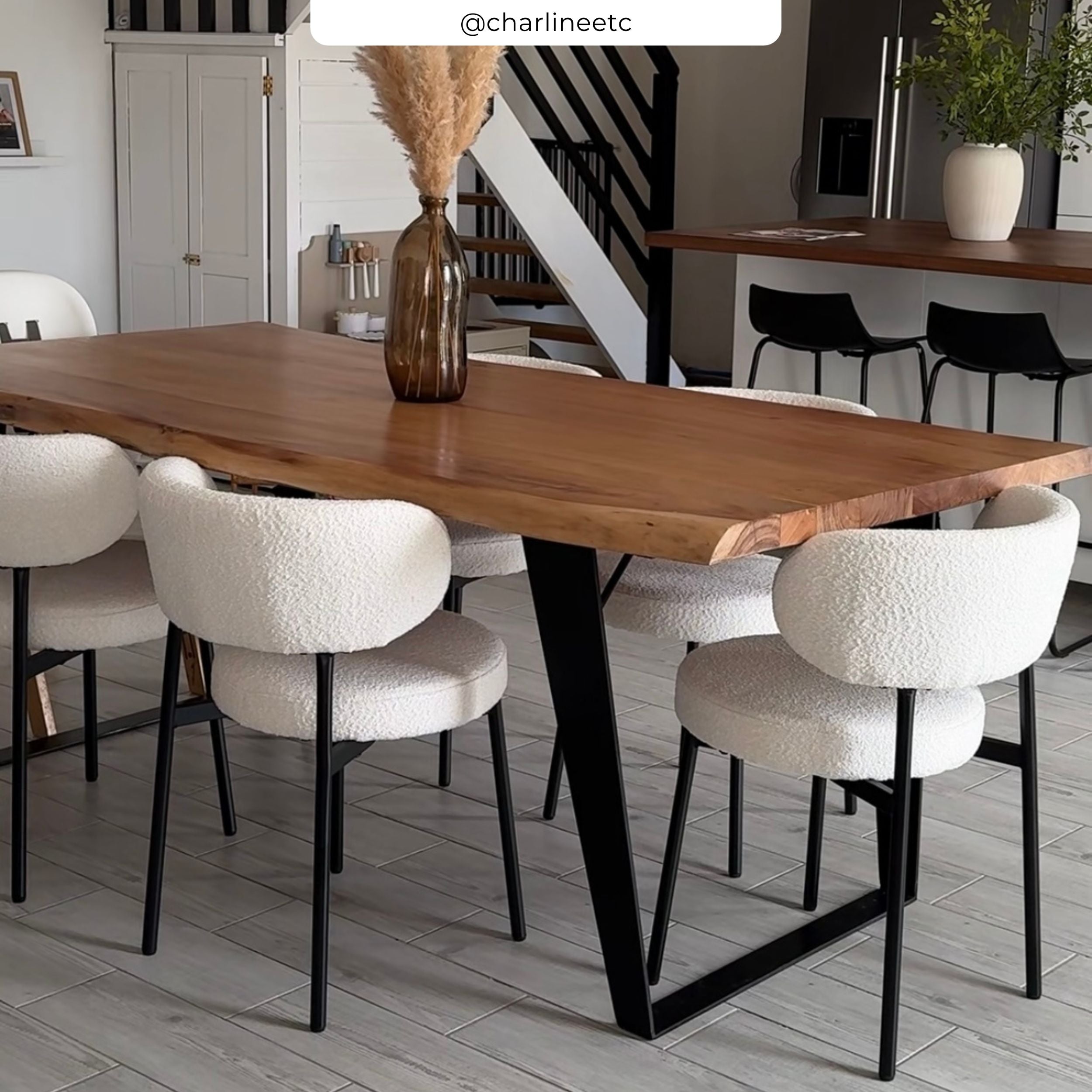 set di 2 sedie in tessuto bouclette_beige maelie