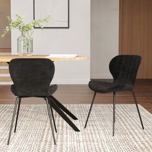 set di 2 sedie in velluto nero mazzia gambe in metallo nero