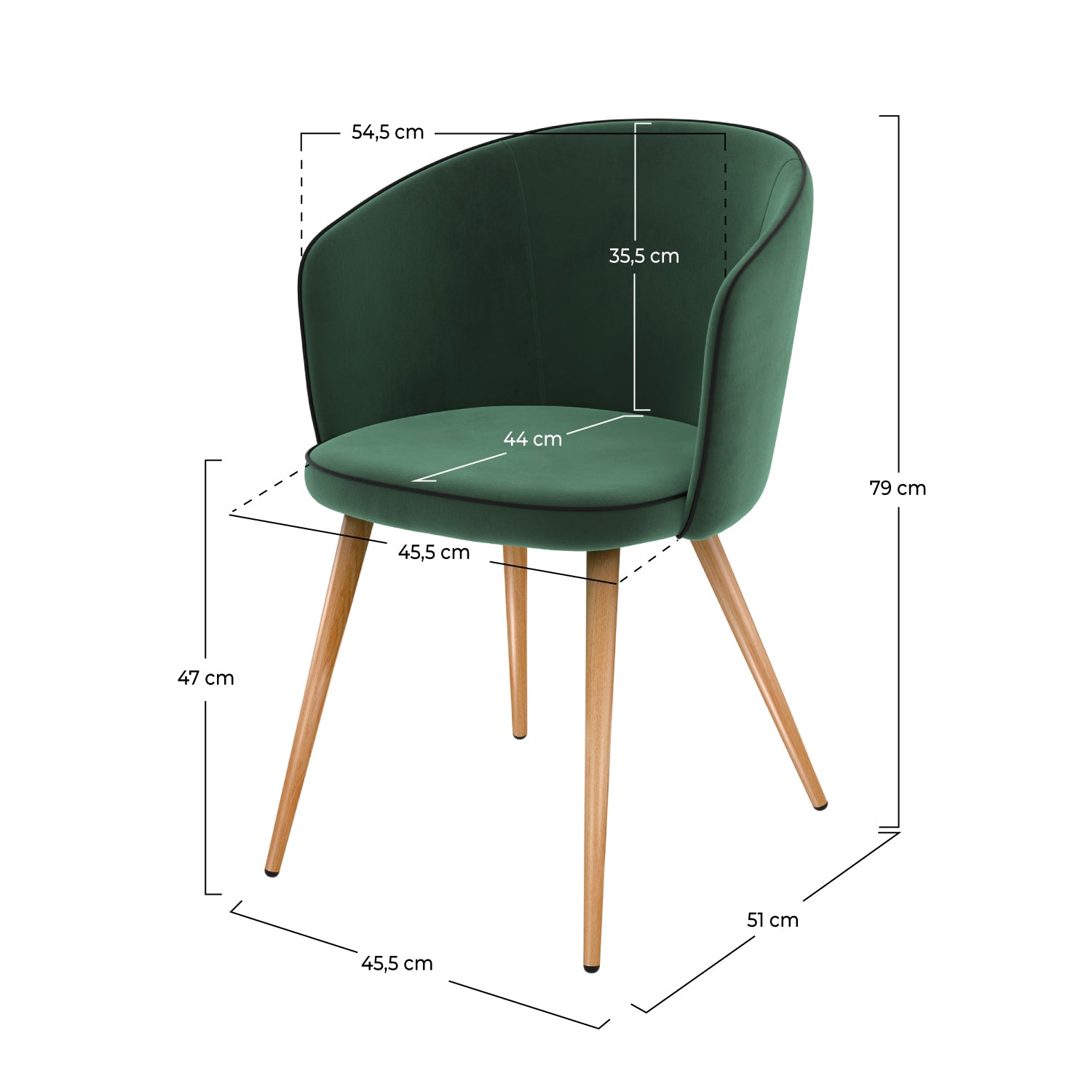 set di 2 sedie in velluto verde chiara