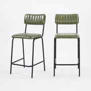 Lot de 2 chaises pour îlot central Arsène 65 cm en cuir de buffle vert - Maison Pavane