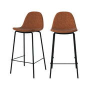Lot de 2 chaises pour îlot central Henrik en tissu terracotta et pieds en métal noir 65,5 cm - Maison Pavane