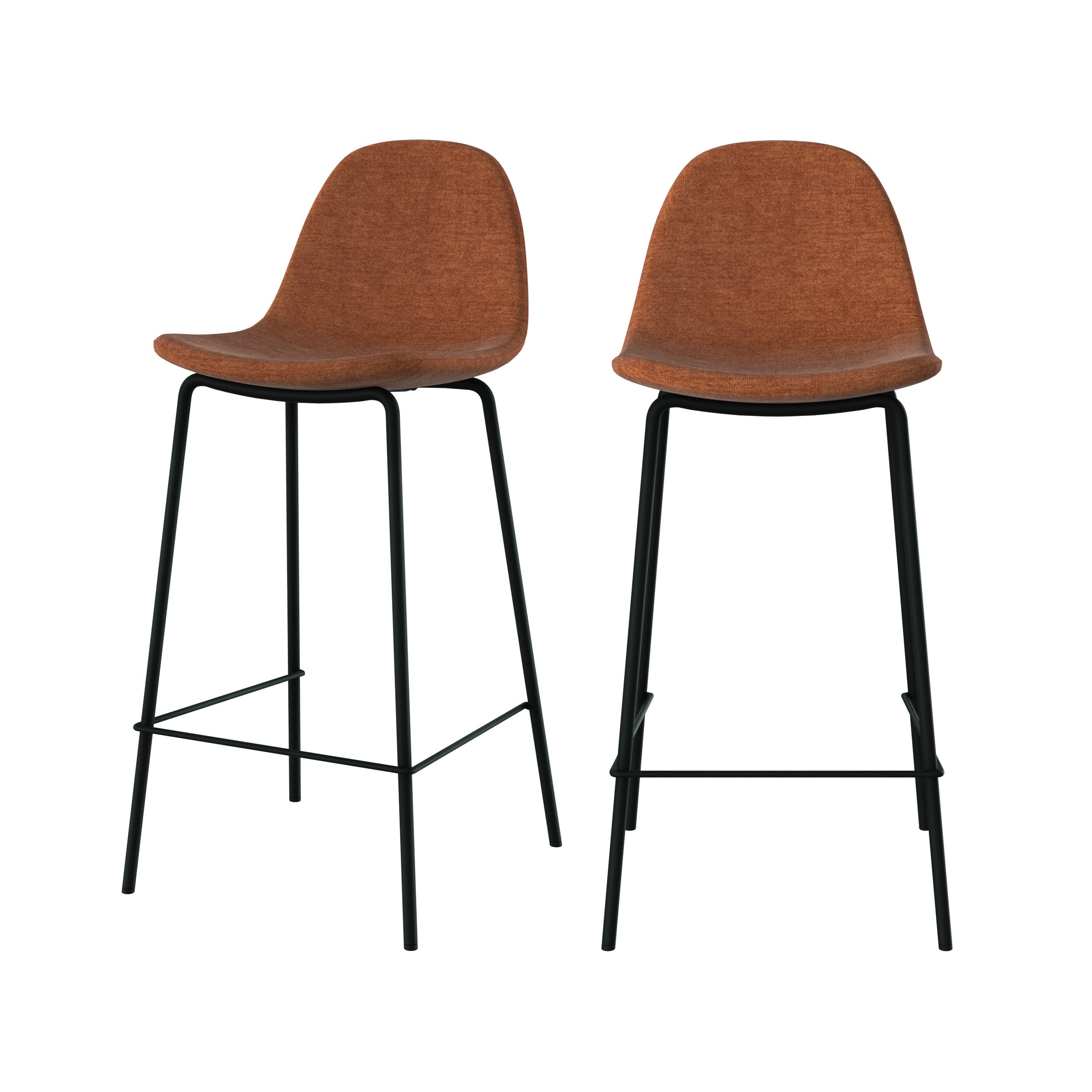 Lot de 2 chaises pour îlot central Henrik en tissu terracotta et pieds en métal noir 65,5 cm - Maison Pavane