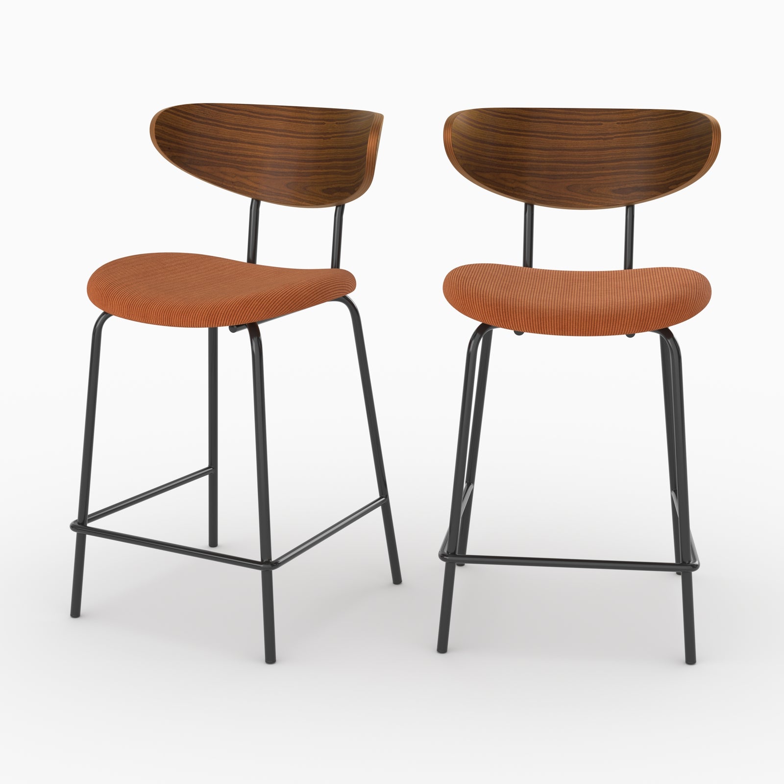 Lot de 2 chaises pour îlot central Jade en velours côtelé terracotta - Maison Pavane