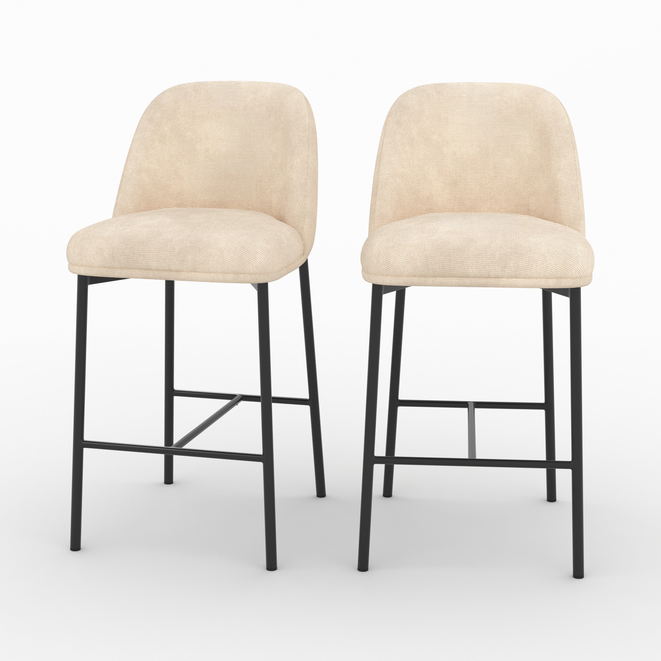 Lot de 2 chaises pour îlot central Noah en tissu beige - Maison Pavane