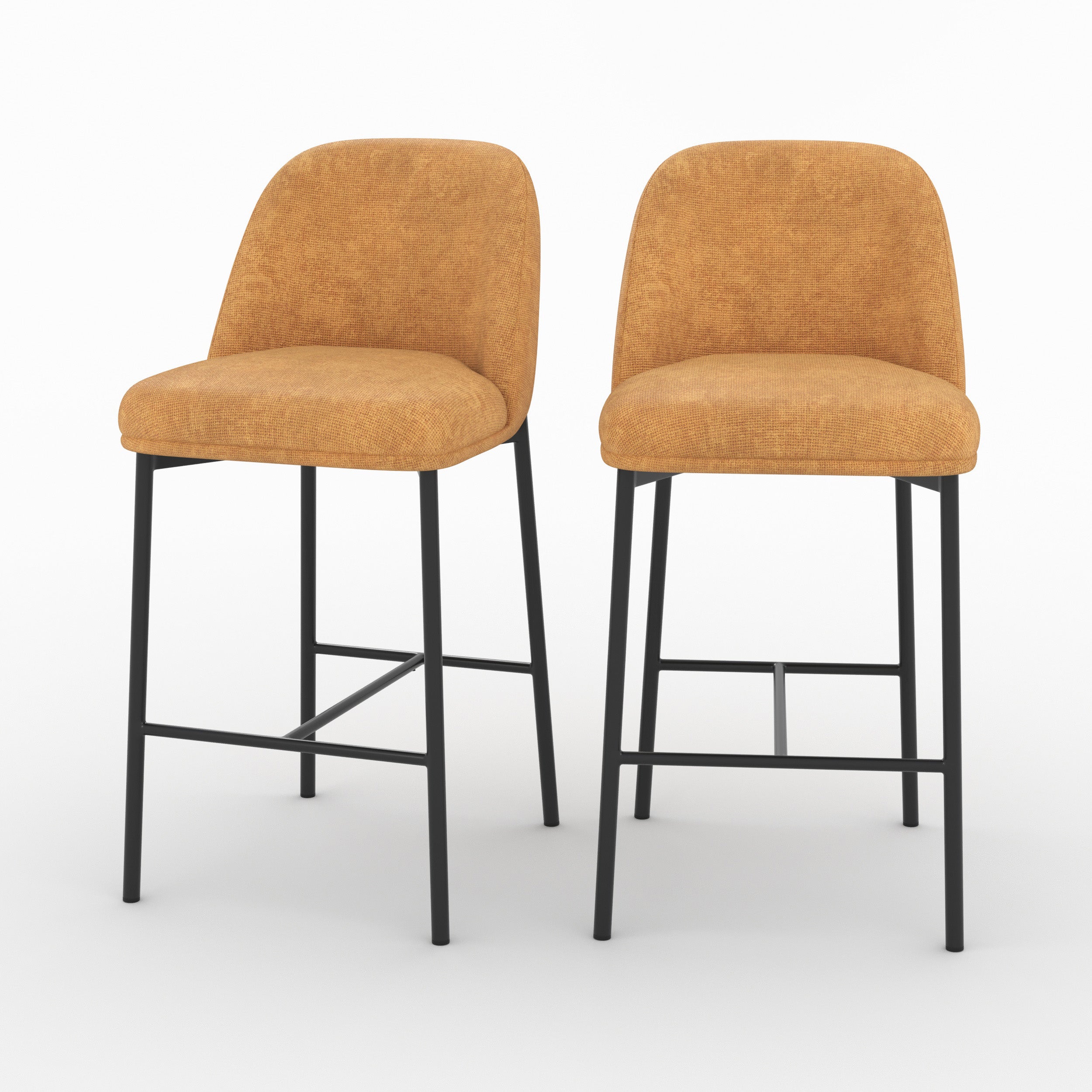 Lot de 2 chaises pour îlot central Noah en tissu jaune moutarde - Maison Pavane