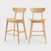 Lot de 2 chaises pour îlot central Tabata 65 cm en bois clair - Maison Pavane