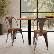 set di 2 sedie indus grigio metallo e marrone charly rendes vous deco