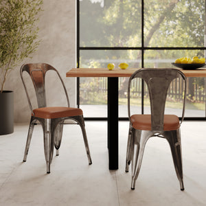 set di 2 sedie indus grigio metallo e marrone charly rendes vous deco